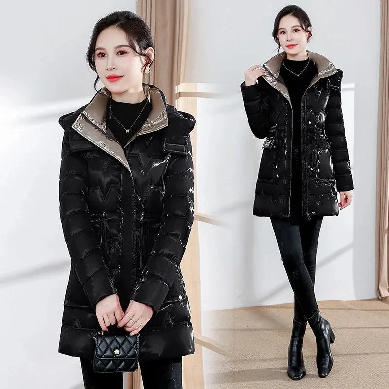 Winter windproof warm coat Detachable cap long anorak women's fashion coat casual waterproof coat