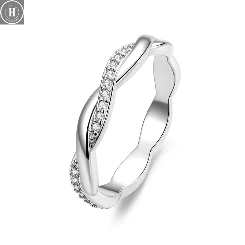 WOSTU European 925 Sterling Silver Simple Rings For Women Wedding Engagement Heart Rings With Zircon Original Female Jewelry HALALZEN