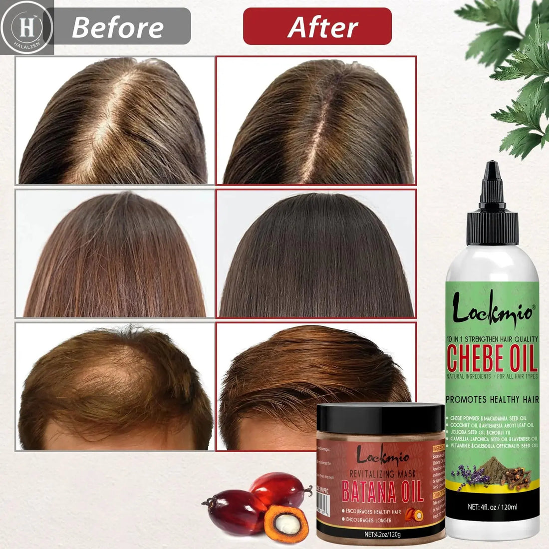 LOCKMIO 120ml Chebe Oil 120g Batana Oil Hair Care Cream for Men & Women Promotes Healthy Conditioner Moisturizes Nourishes Hair HALALZEN