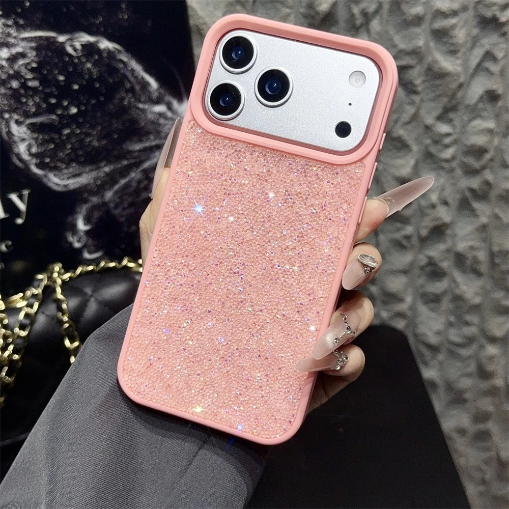 Luxury Glitter Diamond Phone Case For iPhone 17 16 15 14 13 12 11 Pro Max Plus Shiny Rhinestone Shockproof Anti-fall Back Cover