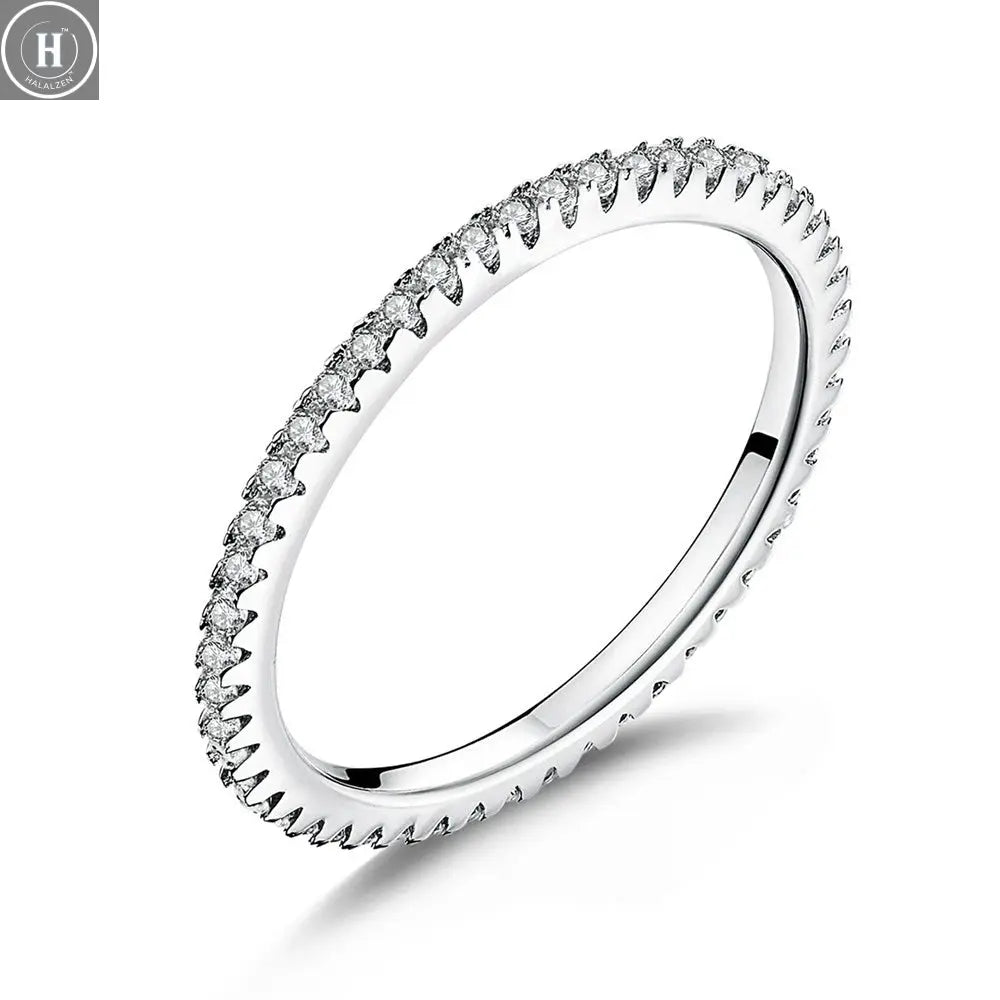 WOSTU European 925 Sterling Silver Simple Rings For Women Wedding Engagement Heart Rings With Zircon Original Female Jewelry HALALZEN