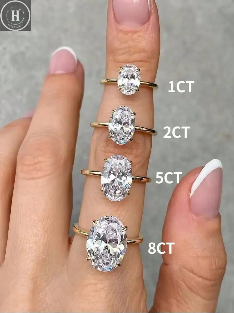 925 Sterling Silver Luxury Shiny 1-8CT Zircon Engagement Ring Wedding Band For Women Promise Eternity Ring Fine Jewelry Gift HALALZEN