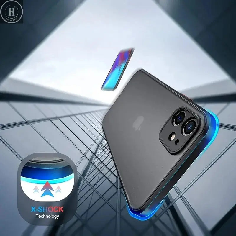 Shockproof Armor Matte Case For iPhone 11 12 13 14 15 16 Pro X XR XS Max 7 8Plus Luxury Silicone Bumper Clear Hard PC Cover Capa Halalzen UK