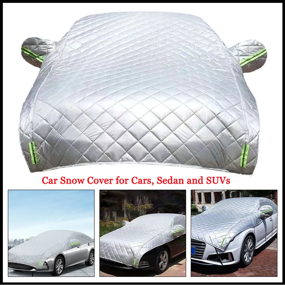 Winter Half Car Cover Auto Thicken Breathable Waterproof Snowproof Universal Car Anti Snow Frost Ice Shield Dust Protector Cover