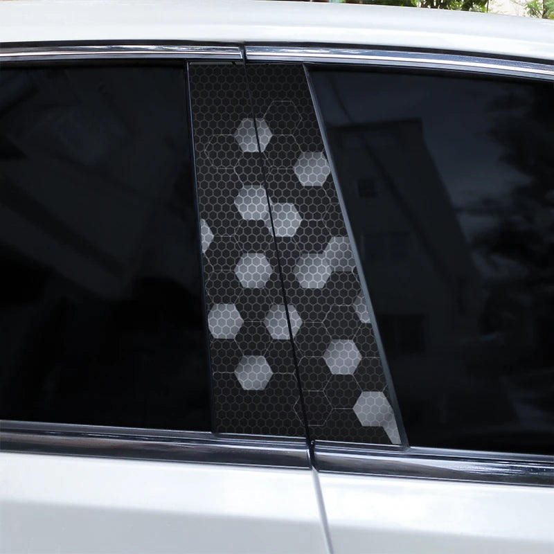 2pcs Polygonal Honeycomb Car Stickers Car Door Pillar Stickers Anti-Scratch Vinyl Stickers Car Center B Pillar DIY Stickers