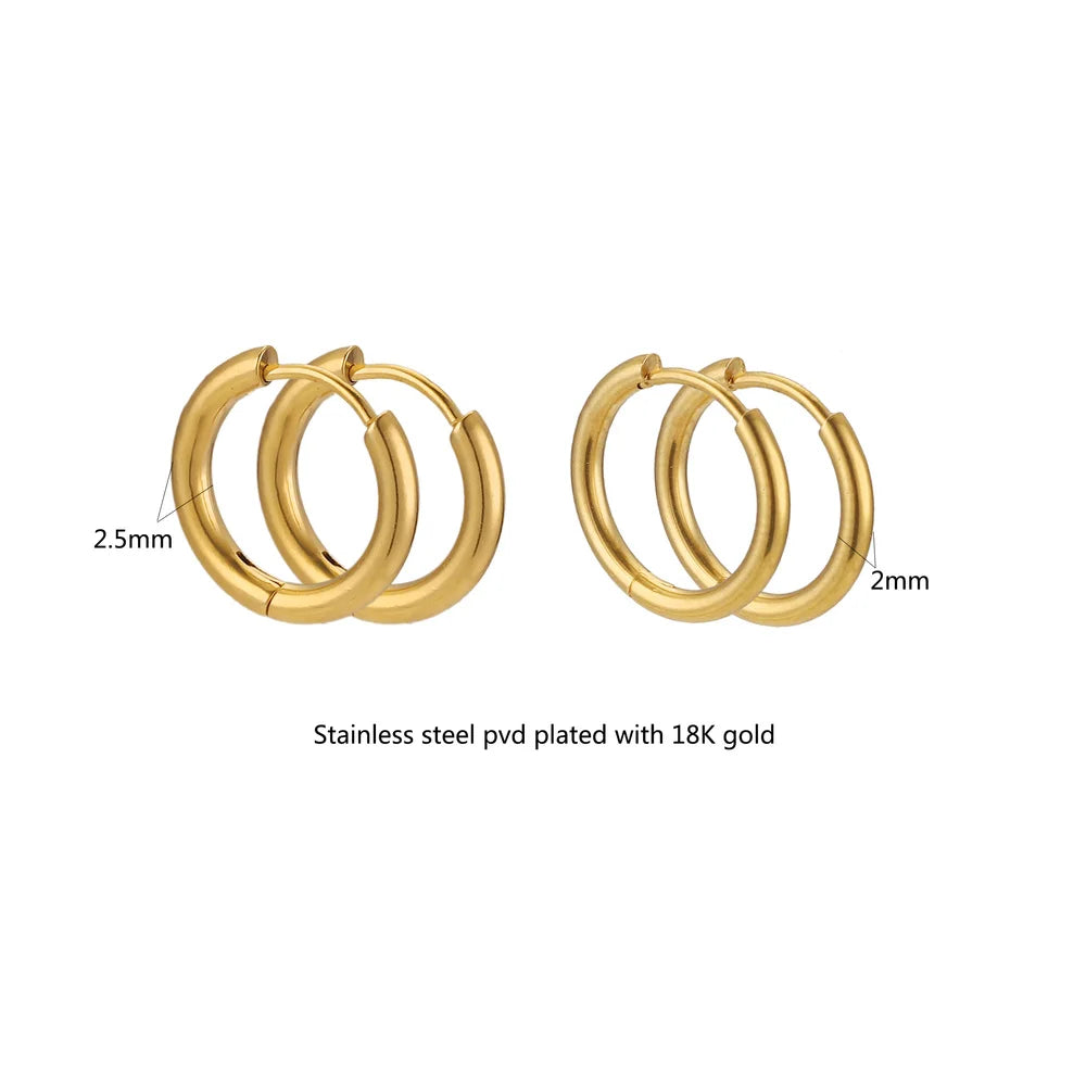 6pcs Stainless Steel Hoop Earrings Women Earrings Men Punk Hiphop Bijoux Gift Fashion Plated 18K Gold Jewelry Piercing Accessory