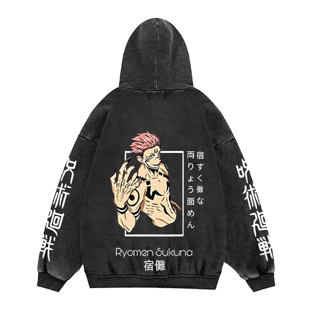 Jujutsu Kaisen Anime Hoodies Men Women 100%Cotton Toji Gothic Manga Sweatshirts Vintage Casual Pullover Fashion Streetwear Daily Halalzen UK