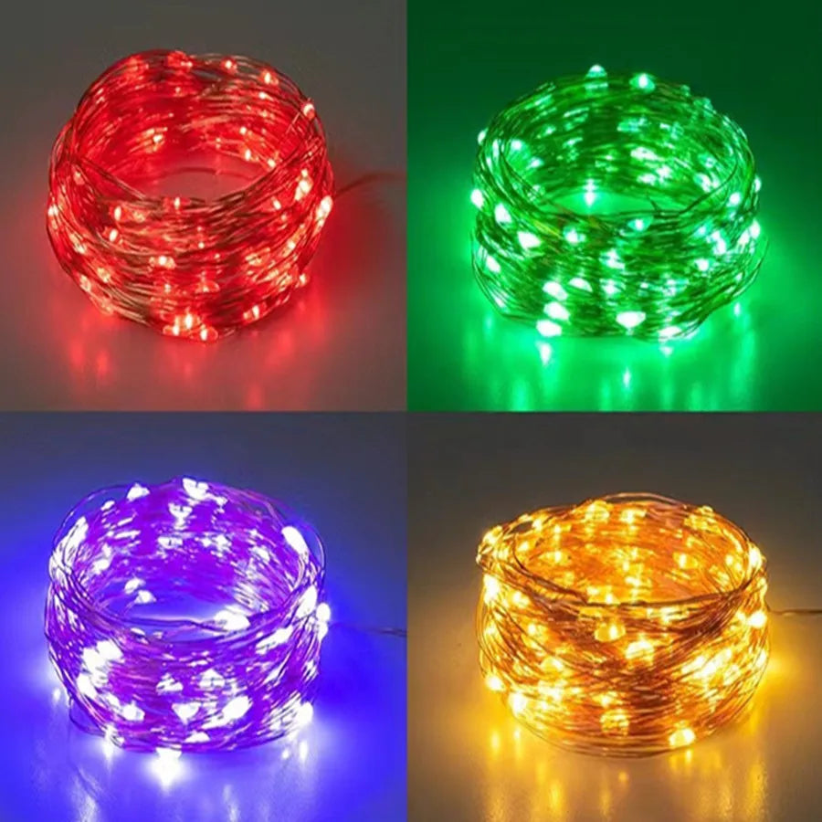 5/10/20M USB LED String Lights Copper Silver Wire Garland Light Waterproof Fairy Lights For Christmas Wedding Party Decoration