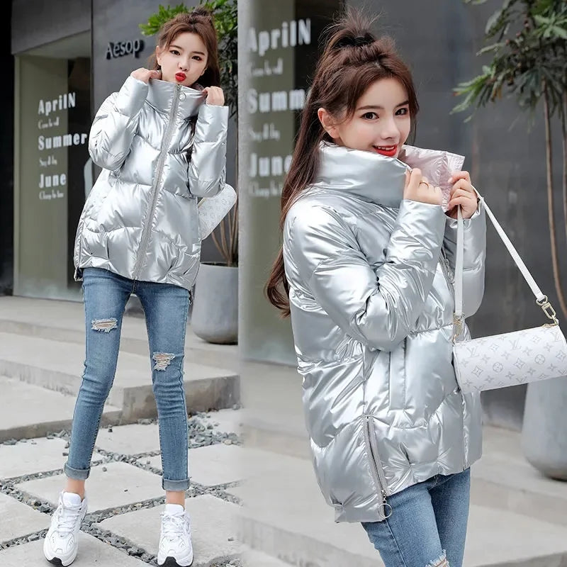 2022 New Winter Jacket Women Parkas Glossy Warm Thicken Coat Female Cotton Padded Parka Waterproof Outwear Loose Snow Jacket