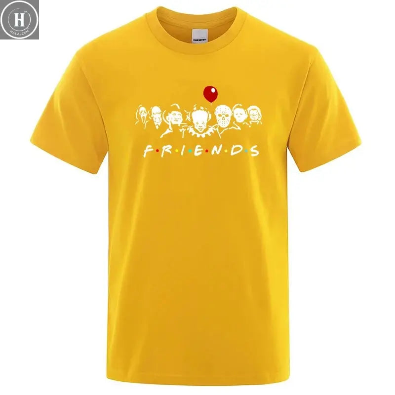 Men's High Quality T-shirt 100% Cotton T-shirt Funny Friends Print T Shirt Loose Summer Cool O-neck Men T-shirt Male Tops Tee HALALZEN