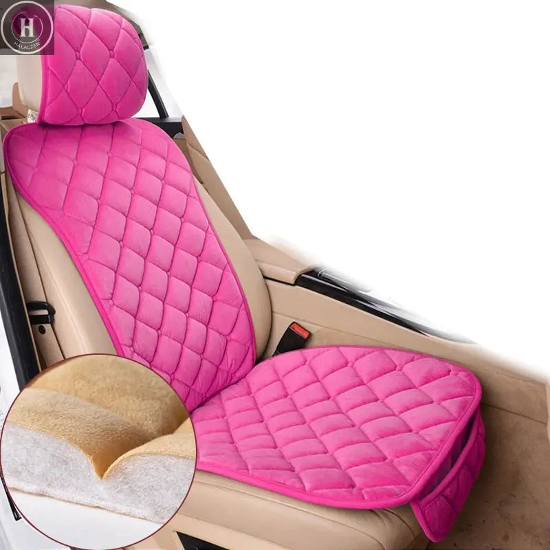 Pink Car Seat Cover For Women Girls Cute Car Seat Cushion Universal Plush Interior Protection Mat Pad Auto Cover Accessories HALALZEN