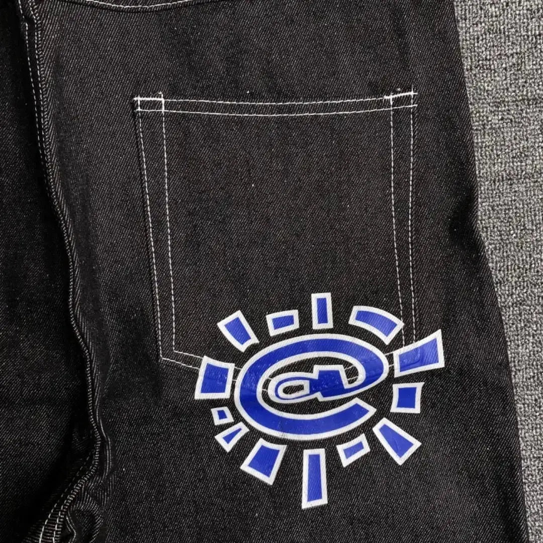 New Always Jeans High quality Printed Embroidery Straight Jeans Black Pants Men Jeans Printing Trend Street Wear AlwaysJeans Men HALALZEN