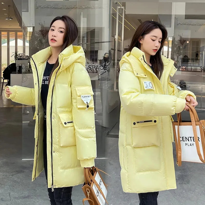 2023 New Women's Jacket Winter Parka Down Cotton Jackets Casual Long Coat Loose Thick Warm Hooded Parkas Waterproof Outwear