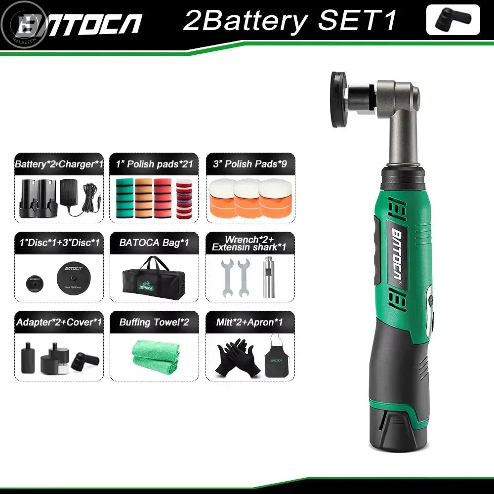 BATOCA S6 Cordless Mini Car Polisher 12V Quick Change Heads Wireless Polishing Machine Kit 3/12mm Orbital For Detail HALALZEN