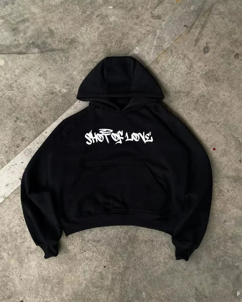 2025 Street Harajuku Fashion Clothing European and American Personality Y2k Hoodie Letter Print Fashion Casual Sweatshirt Men