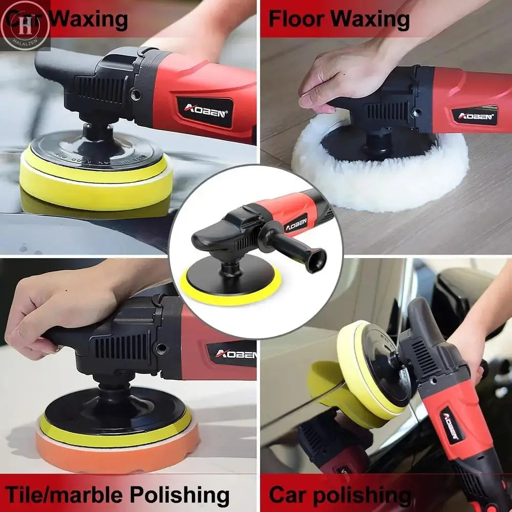 1200W 6-inch/7-inch Car Polisher Waxer Kit with 6 Variable Speeds 1000-3500RPM & 4 Polishing Pads HALALZEN