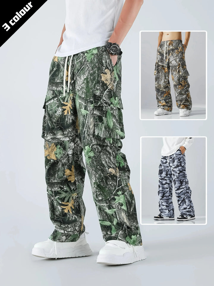 Men's Three-color Casual Camouflage Leaf Pattern Sport Belt Side Pocket Casual Sport Pants Halalzen UK