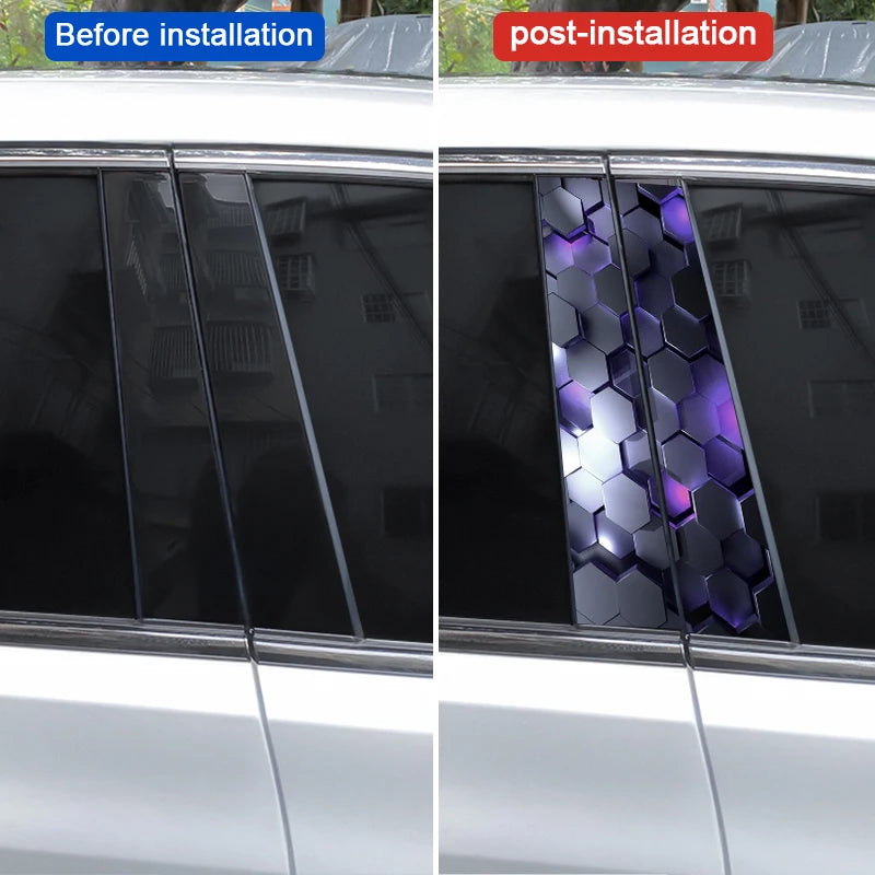 2pcs Polygonal Honeycomb Car Stickers Car Door Pillar Stickers Anti-Scratch Vinyl Stickers Car Center B Pillar DIY Stickers