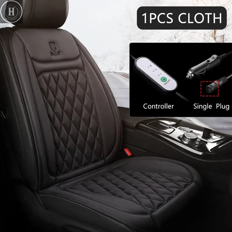 12V Heated Car Seat Cushion Cloth/Flannel Car Seat Heater Winter Warmer Seat Heating Car Accessories Heating Pads Set Universal HALALZEN