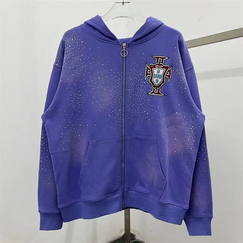 Black Washed VALLEY Zipper Jackets Men Women 1:1 Best Quality Oversized Vale Embroidered Logo Jackets