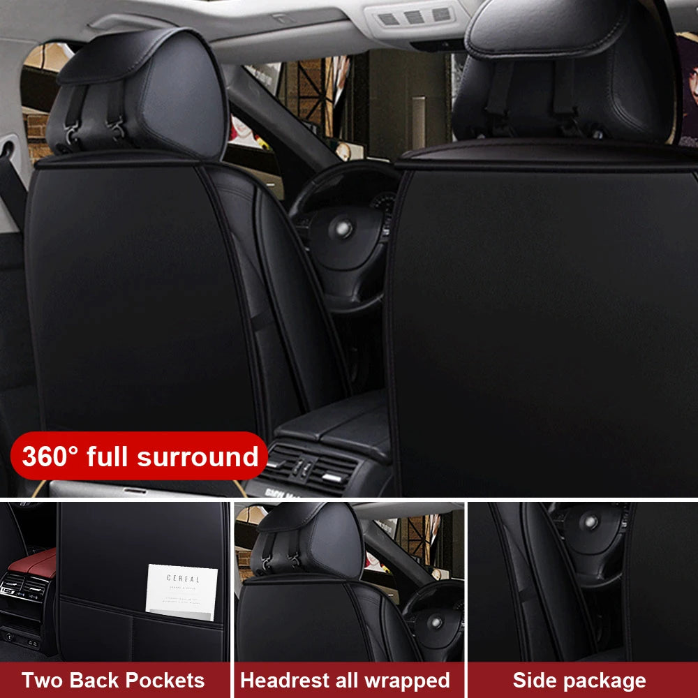 PU Leather Universal 5 Seats Car Seat Cover Cushion Protection Cushion Anti-scratch For Sedan SUV Pickup Truck Seat Four Seasons