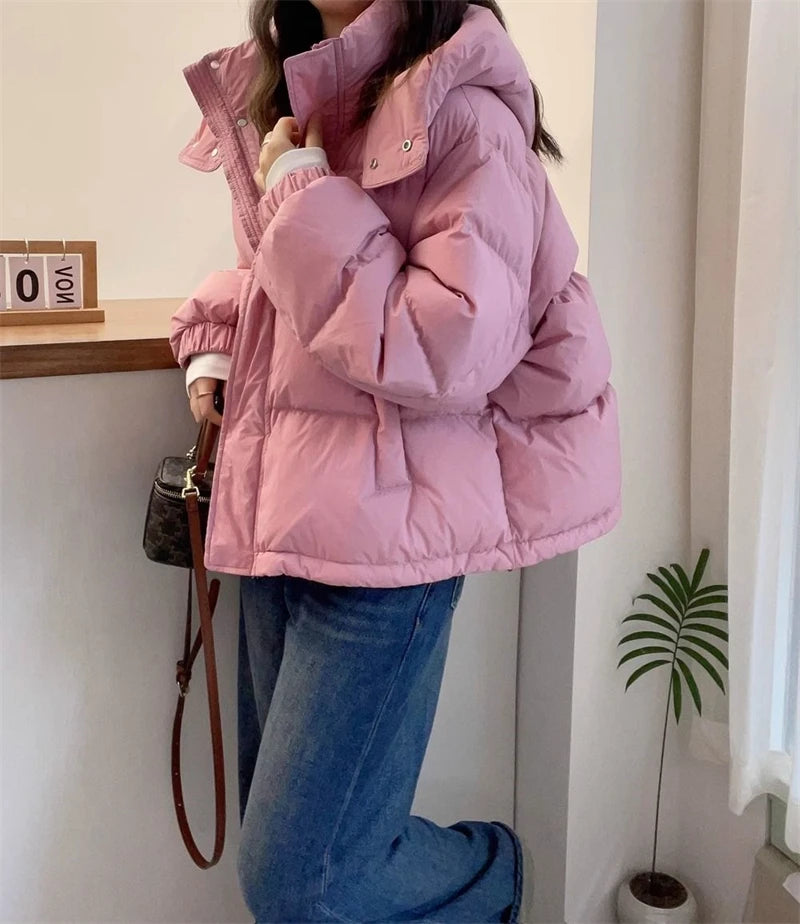 Women's Winter Padded Jacket Coat 2024 New Cotton Hooded Solid Thick Parka Waterproof Puffy Korean Fashion Oversize Outdoor