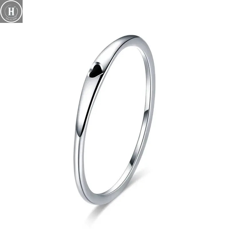 WOSTU European 925 Sterling Silver Simple Rings For Women Wedding Engagement Heart Rings With Zircon Original Female Jewelry HALALZEN