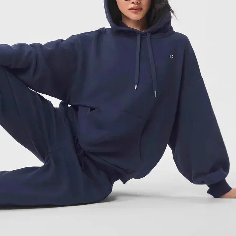 Autumn Drawstring Hoodie Women Loose Cotton Classic Letter Sweatshirt Fashion Casual Sports Solid Black Pullover Hoodies Women