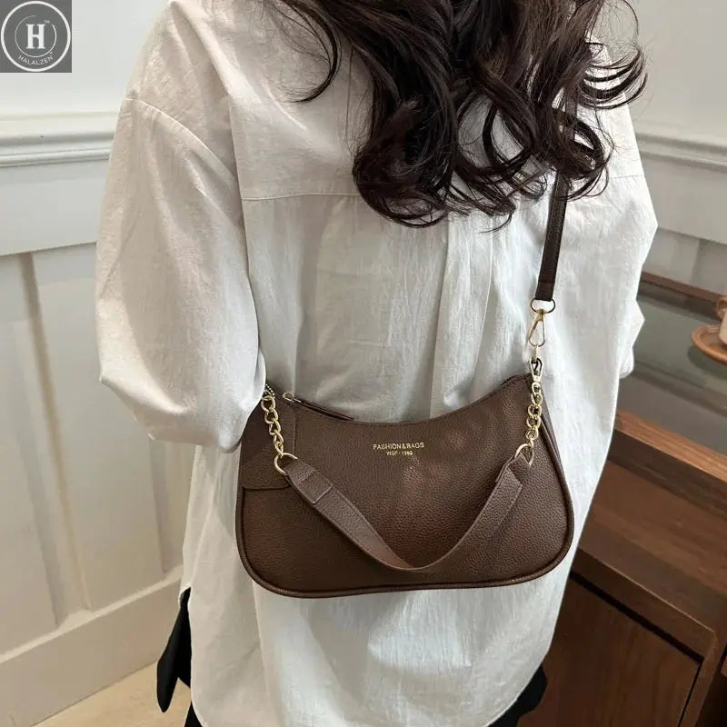 Cherry Pendant Crossbody Bag for Women PU Leather Crescent Bag Adjustable Strap Underarm Bag Closure Handbag for Work Travel HALALZEN