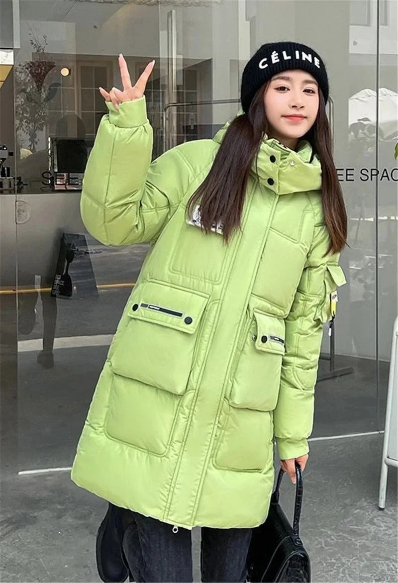 2024 New Women Jacket Winter Parka Down Cotton JacketsLoose Thick Warm Hooded Parkas Casual Long Coat Waterproof Outwear