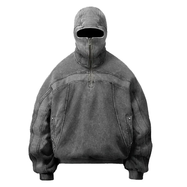 Winter new outdoor warm hooded sweatshirt jacket hip-hop stitching y2k retro hoodie old warm creative men women clothing tops