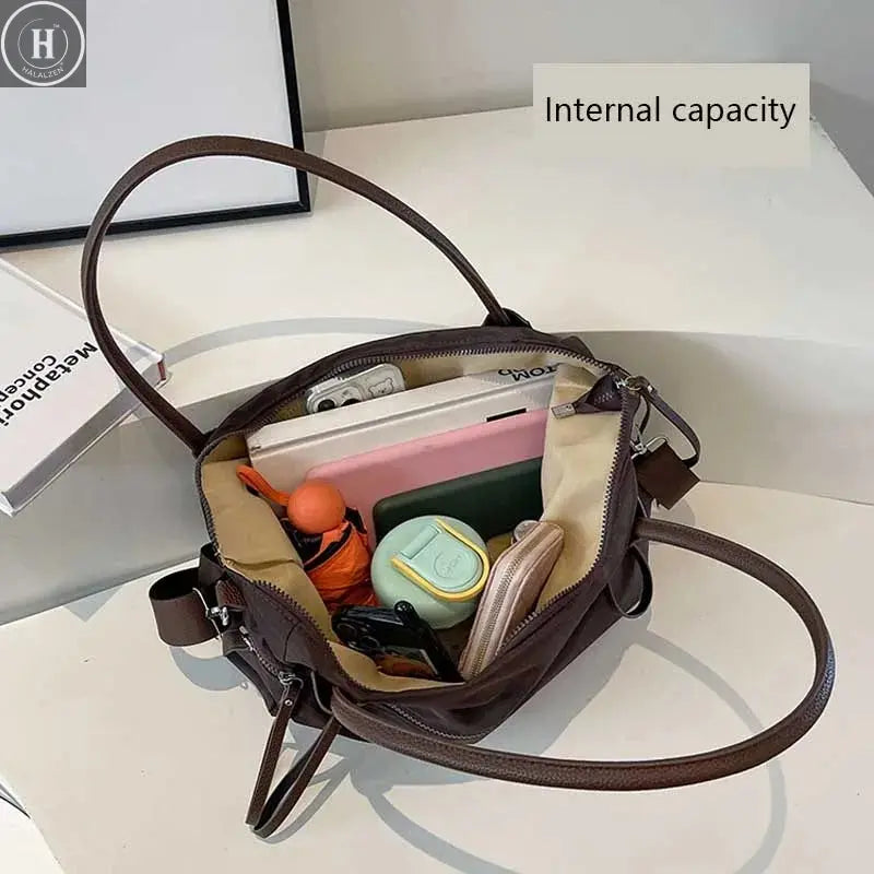 Vintage Nylon Women Shoulder Bag Large Capacity Waterproof Shoulder Bag Daily Commuting Handbag Travel Totes Bags Female Purses HALALZEN