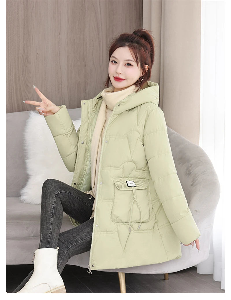 Winter Jacket Women's Parka Coat 2024 New Long Coat Down Snow Wear Outerwear Female Hooded Waterproof Cotton Padded Puffer Parka