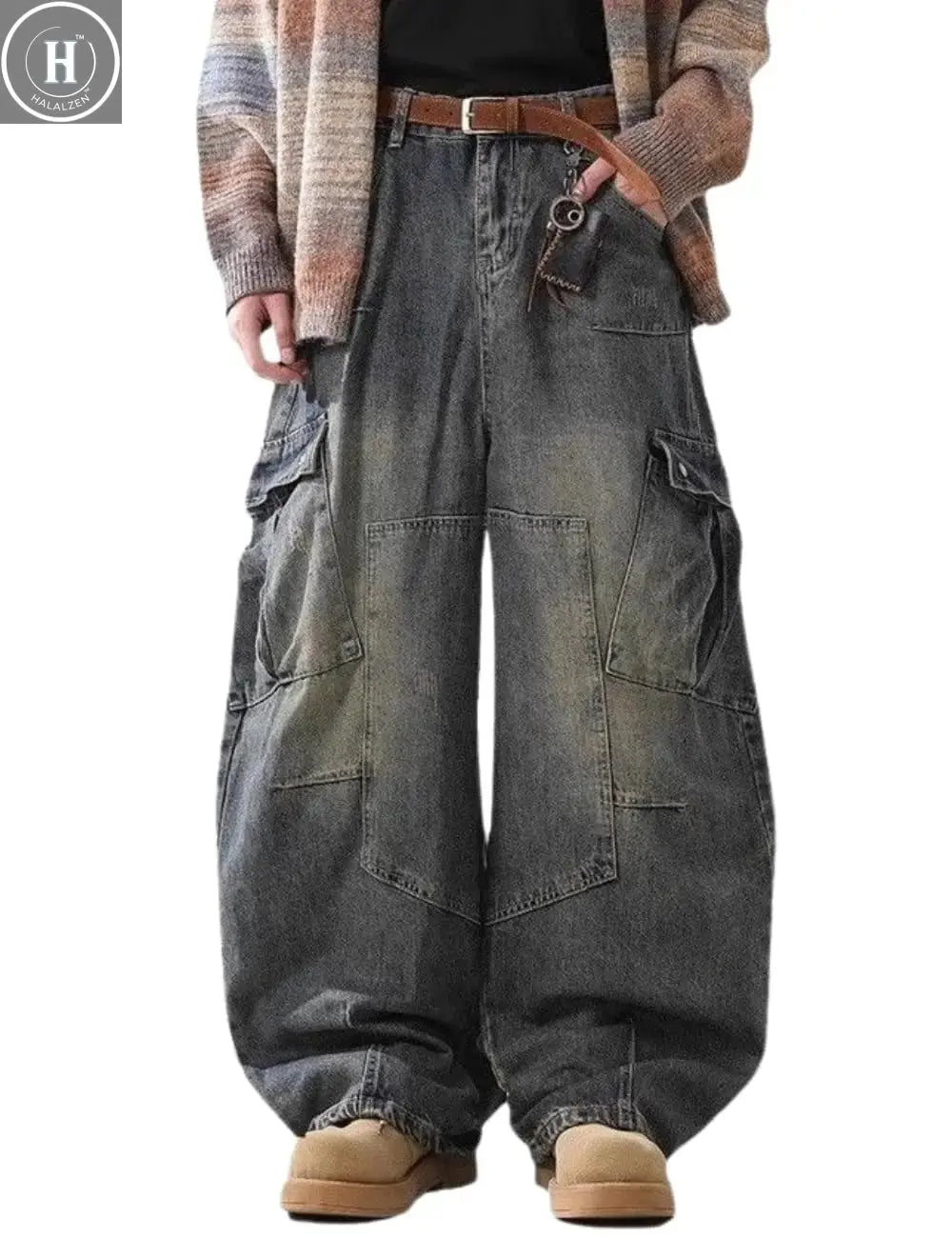 Baggy Barrel Jeans Wide Leg Cargo Jeans Loose Denim For Men And Women Halalzen UK