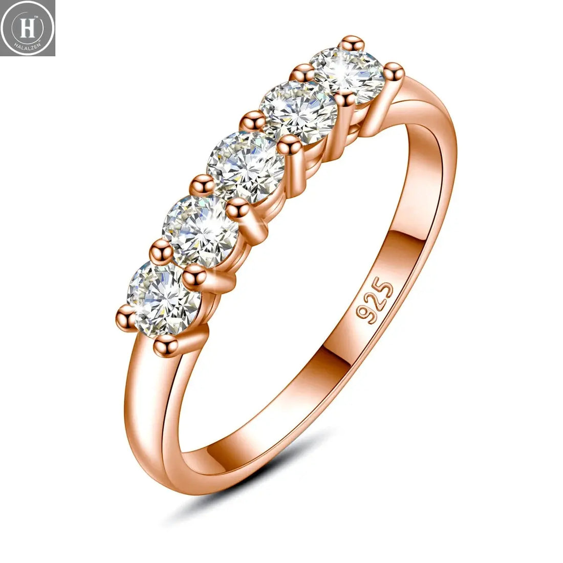 5pcs Stones Moissanite Diamond Ring for Woman Silver 925 100% Rose Gold Plated Fine Jewelry with Certified Engagement Gifts HALALZEN