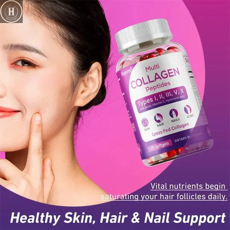 Collagen Peptides - Nourishes The Skin, Slows Down Aging, Promotes Healthy Hair, Strong Nails, and Improves Intestinal Digestion HALALZEN