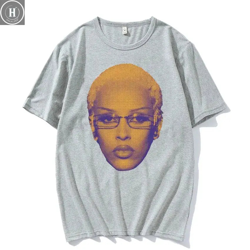 Retro Rapper Doja Cat Face Graphic Tee Shirt Men Women 90s Fashion Classic T Shirts Male Casual High Quality Cotton T-shirt Tops HALALZEN