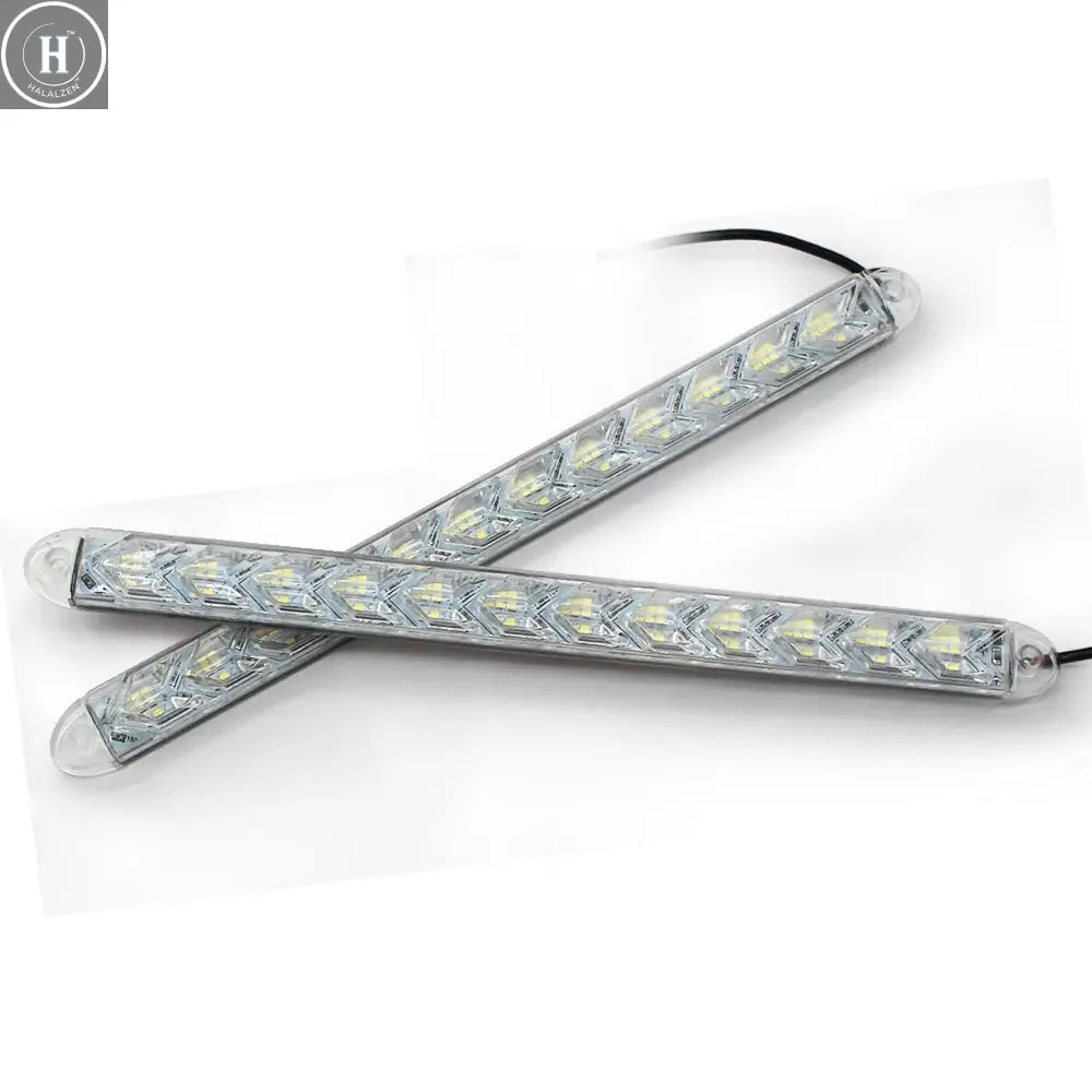 2Pcs Dynamic Red Car DRL LED Daytime Running Lights Waterproof Headlight Strip Turn Signal Yellow 12V Flow Auto Sequential Lamp HALALZEN