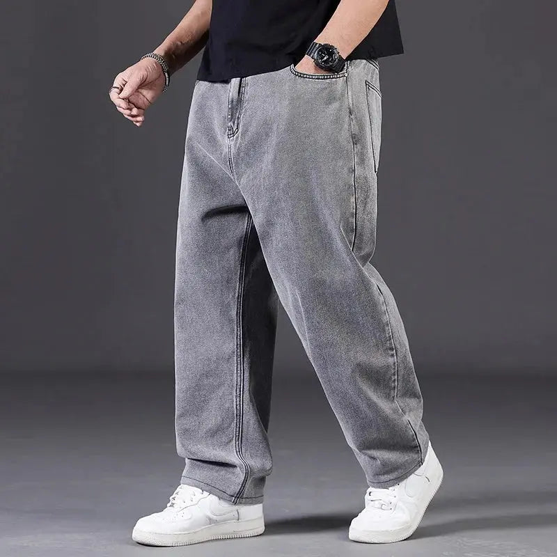 Big Size Jeans Men Good Quality Large Size Jumbo Long Loose Pants Plus Size Loose Jeans Men Wearable Seasons Denim Baggy Jean HALALZEN