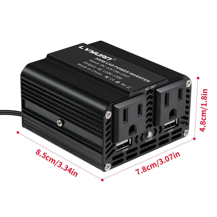 500W/300W Car Inverter DC12V AC110V Power Conversion Mini Portable Inverter With USB 5V 3.1A Output US Socket