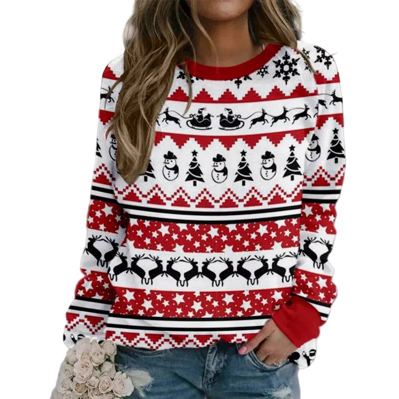 3D Print Women's Sweatshirts Christmas Snowman Sweatshirt Santa Claus Casual Crewneck Hoodie Y2k Street Fashion Pullover Tops