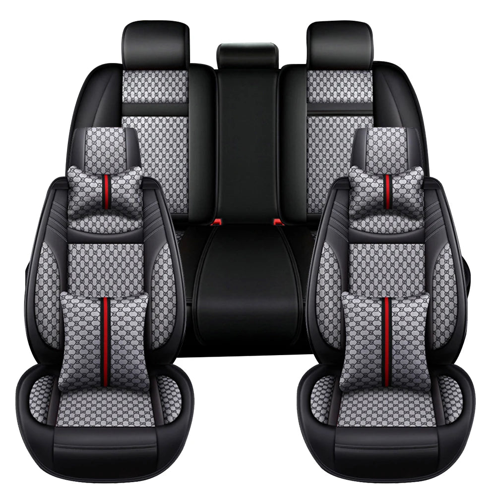 PU Leather Universal 5 Seats Car Seat Cover Cushion Protection Cushion Anti-scratch For Sedan SUV Pickup Truck Seat Four Seasons