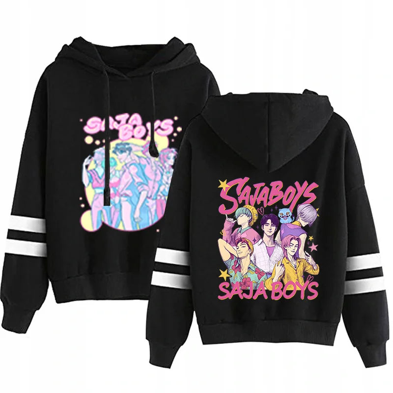 Kpop Demon Hunters Fashion Hoodie Long Sleeve Double Bar Trendy Streetwear