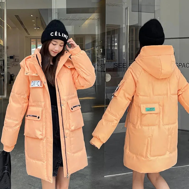 2023 New Women's Jacket Winter Parka Down Cotton Jackets Casual Long Coat Loose Thick Warm Hooded Parkas Waterproof Outwear