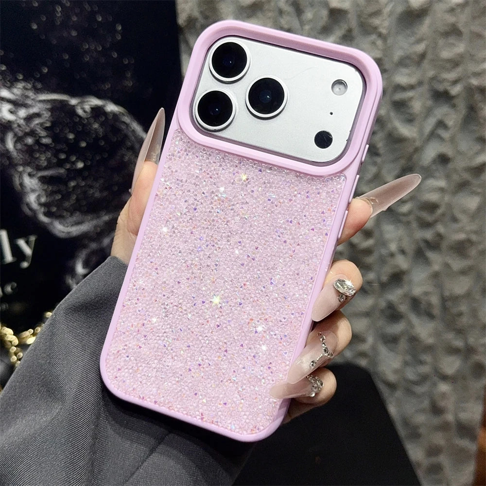 Luxury Glitter Diamond Phone Case For iPhone 17 16 15 14 13 12 11 Pro Max Plus Shiny Rhinestone Shockproof Anti-fall Back Cover