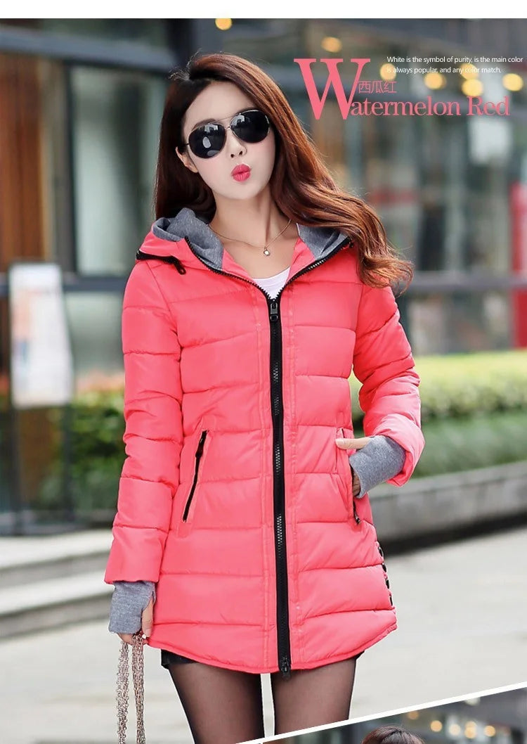 Fashion Casual Women Waterproof Down Cotton Jacket Autumn Winter Long Parkas Overcoat Warm Thick Lady Hooded Padded Coat