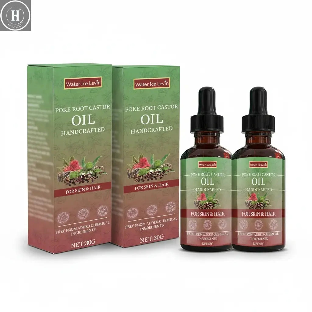 Poke Root Castor Oil for Skin & Hair - Natural Handcrafted Blend, Deep Moisture, Winter Nourishment, Chemical-Free Formula HALALZEN