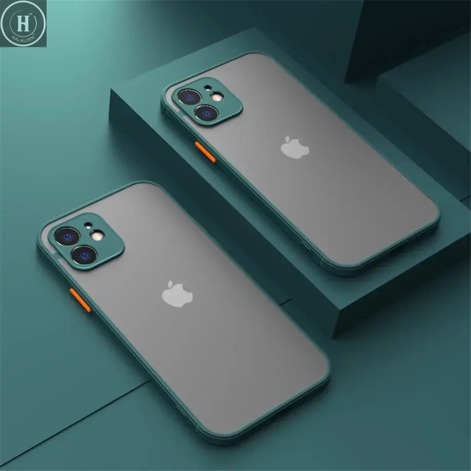 Shockproof Armor Matte Case For iPhone 11 12 13 14 15 16 Pro X XR XS Max 7 8Plus Luxury Silicone Bumper Clear Hard PC Cover Capa Halalzen UK