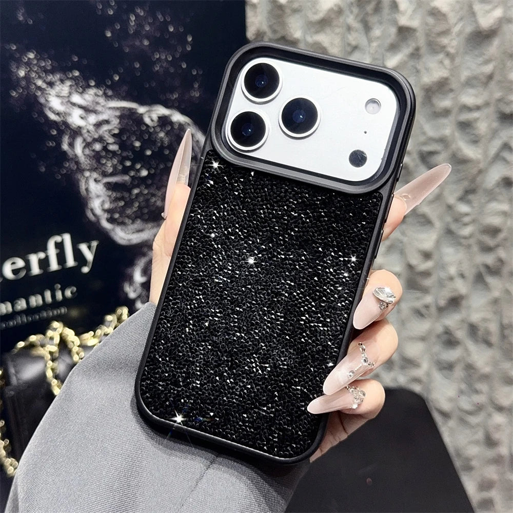 Luxury Glitter Diamond Phone Case For iPhone 17 16 15 14 13 12 11 Pro Max Plus Shiny Rhinestone Shockproof Anti-fall Back Cover