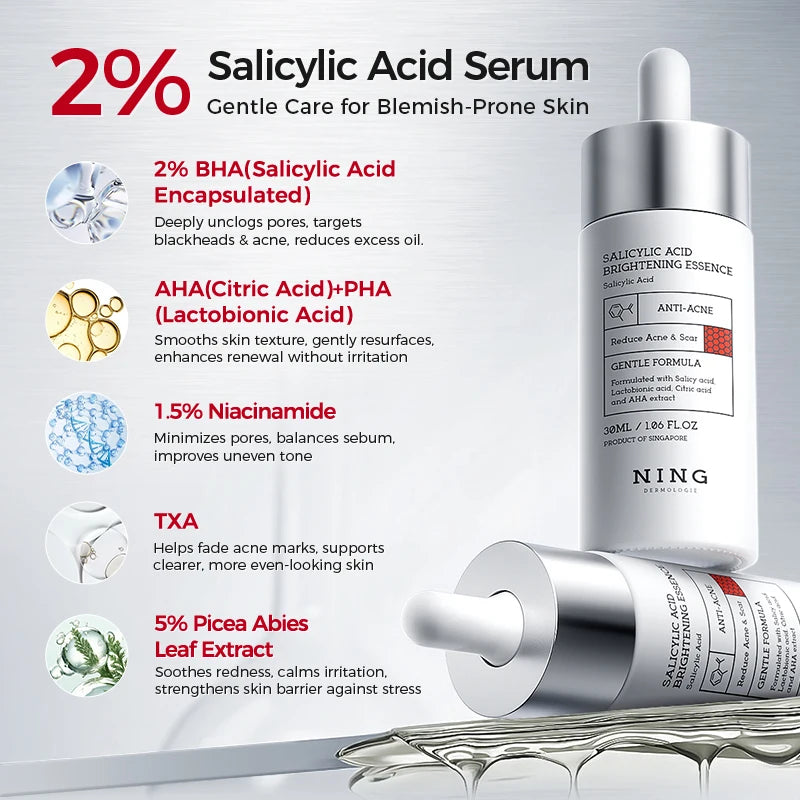 Salicylic Acid 2% Face Serum: Niacinamide, Centella Extract, BHA + PHA, Blemish Soothing, Pore Refining & Oil Regulation HALALZEN